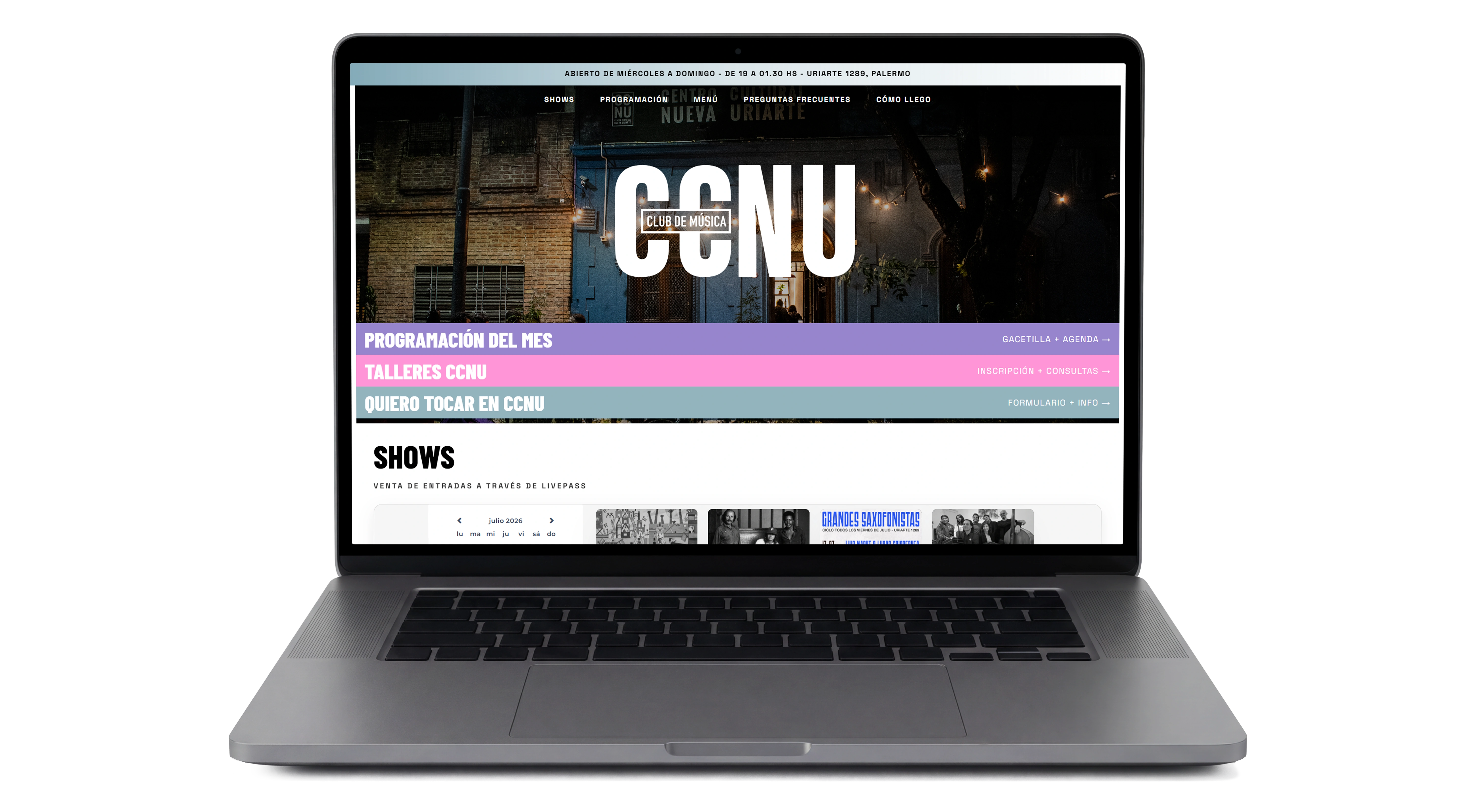 Centro Cultural Nueva Uriarte — mockup web